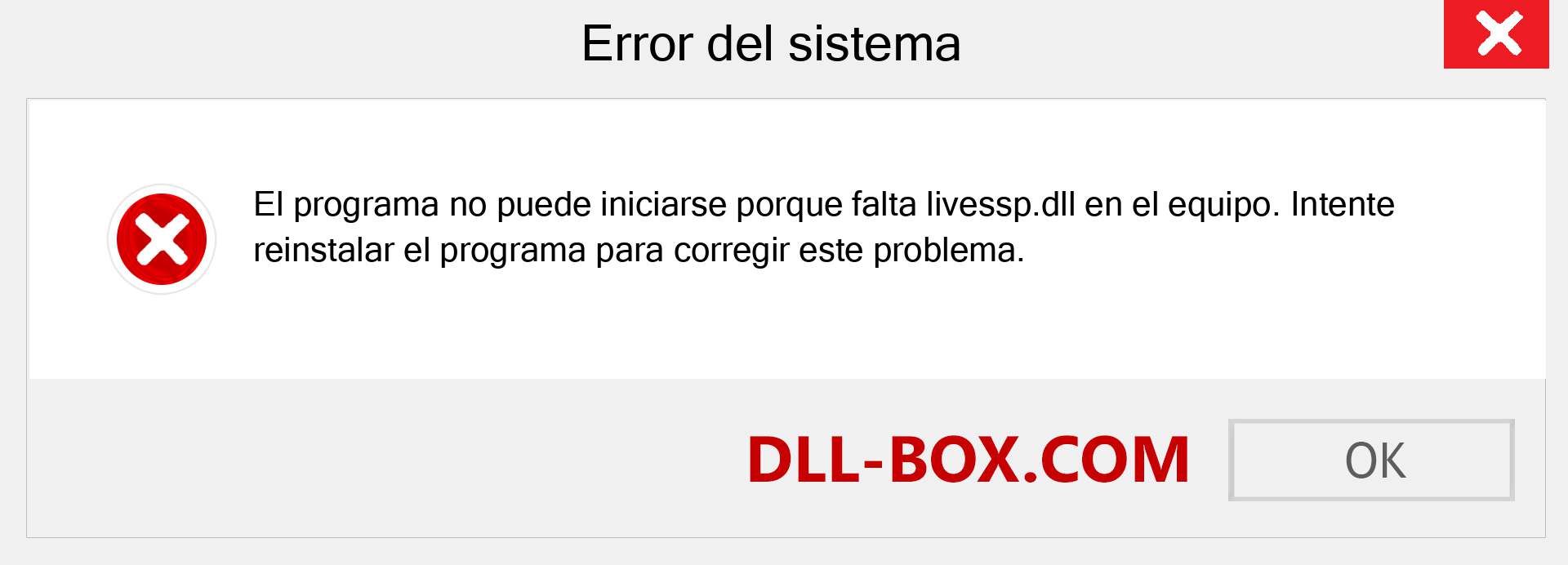 ¿Falta el archivo livessp.dll ?. Descargar para Windows 7, 8, 10 - Corregir livessp dll Missing Error en Windows, fotos, imágenes